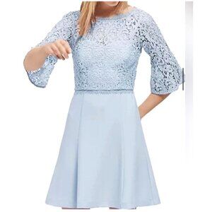 French Connection Dress Women 6 Blue Whisper Ruth Lace Fit and Flare Cocktail‎